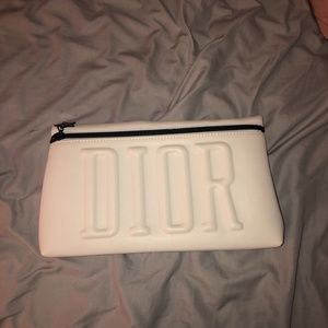 White Dior Zipper Pouch